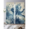 thumbnail image 2 of Blue Jellyfish Coastal Sheer Curtains for Living Room Bedroom Nautical Octopus Summer Ocean Rustic Sheer Curtains 96 Inch Long 2 Panels Set Light Filtering Curtain Window Treatments Drapes, 2 of 6