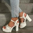 thumbnail image 3 of Dakaela Women's Platform Heels Sandals Chunky High Heel Dress Pumps Ankle Strap Wedding Party Shoes, 3 of 7