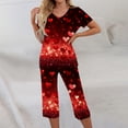 thumbnail image 2 of Garbnen Womens Valentines Pajama Set V Neck Short Sleeve Top with Capri Pants Heart Print 2 Piece Lounge Sets with Pockets, 2 of 7