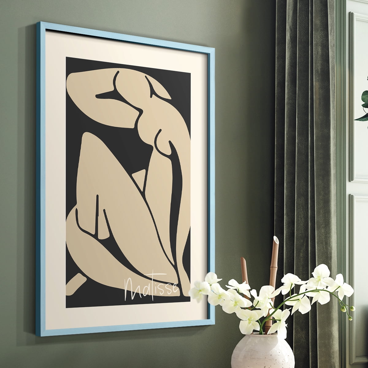 Matisse CCCVI in Blue Solid Wood 22 x 28 Framed Print