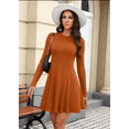 thumbnail image 4 of Sweater Dress for Women Fall Long Sleeve Crew Neck Ribbed Knit Fit and Flare A-Line Dresses, 4 of 5