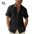 thumbnail image 5 of fastboy Traveling Casual Style Men's Button Down Shirt Summer Pool Party Solid Color Simple Design Slim Fit Tops Daily Clothes Black XL, 5 of 5