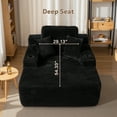 thumbnail image 4 of Ovios 67'' Oversized Chair Chaise Lounge with Cup Holders Indoor Cloud Floor Sofa Bed Comfy Upholstered Deep Seat Sleeper Reading Chair Couch for Living Room, No Assembly, Black(Plush Corduroy), 4 of 9