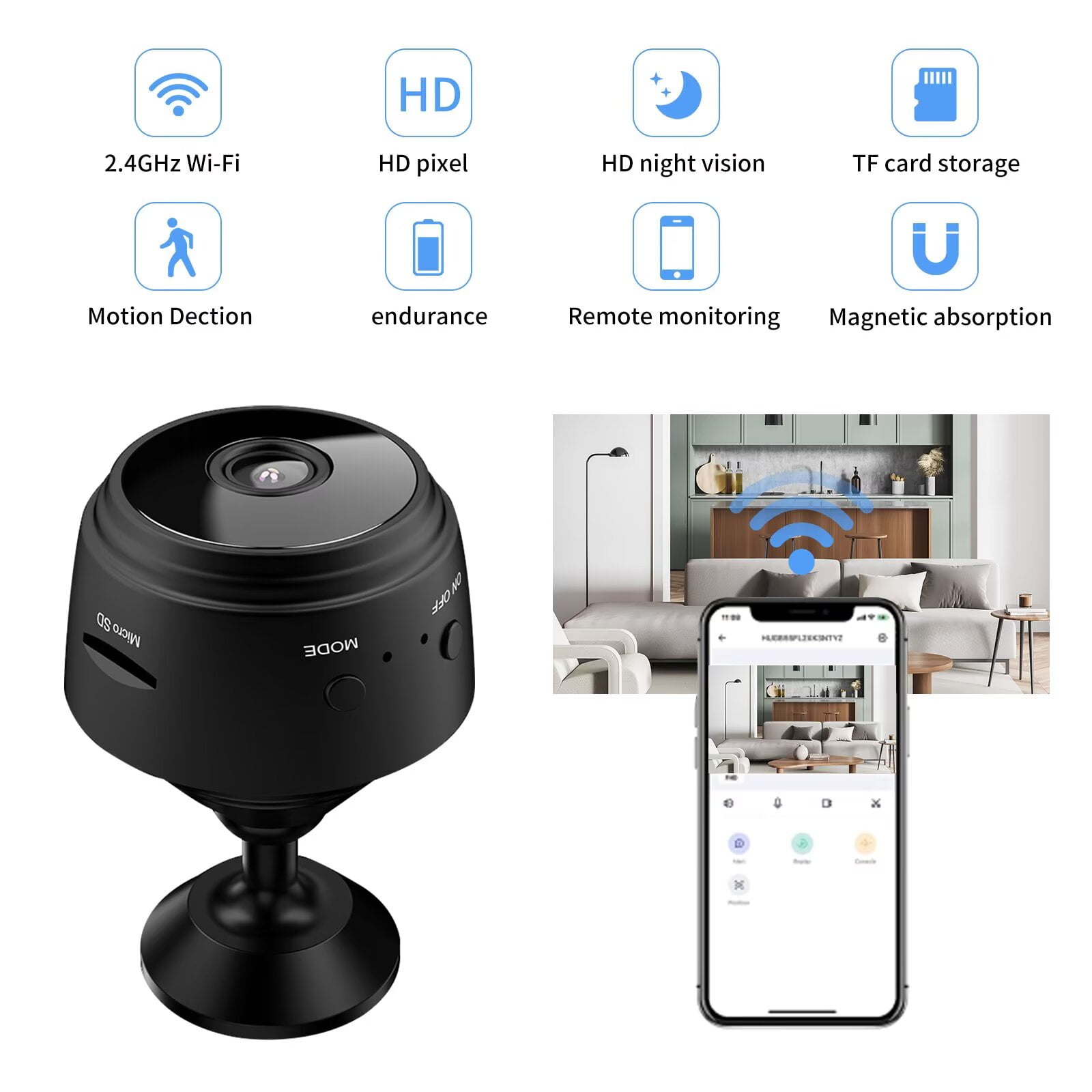 3 pack Mini 1080P HD WiFi Wireless Security Camera Night Vision Home Outdoor Remote Monitoring