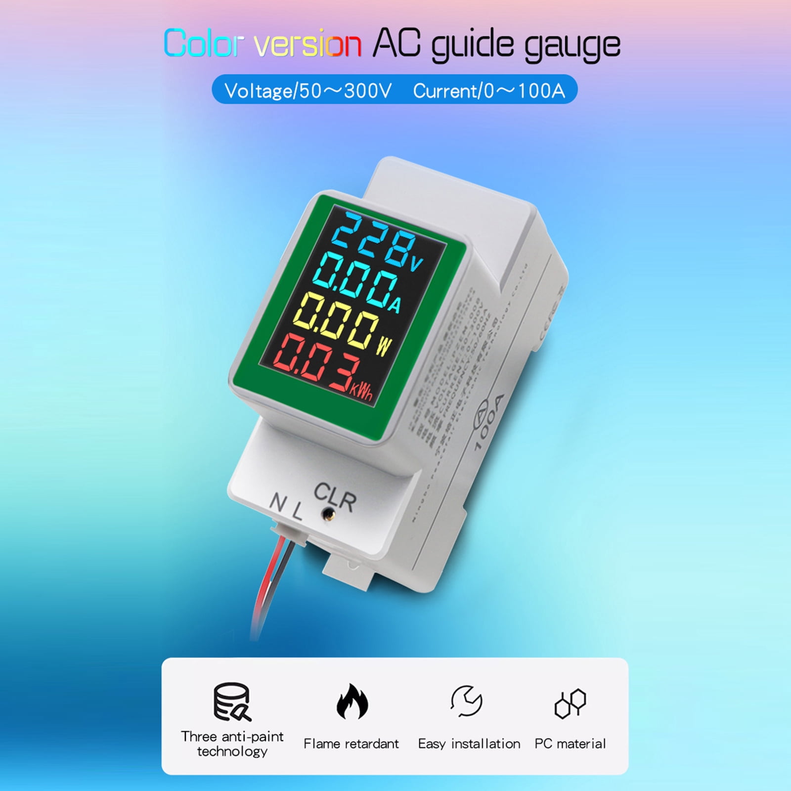 BELOWSYALER Household Watt‑Hour Meter, Single Phase Energy Meter LCD Display Electric Meter Multimeter Ammeter Voltmeter