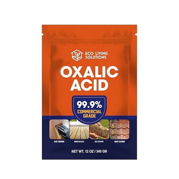 ECO LIVING SOLUTIONS Oxalic Acid 99.9% Deck Stain Remover & Wood Stain Remover | Metal Cleaning & Rust Stain Removal - 12 Oz
