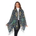 thumbnail image 3 of FORMRS Womens Scarf Winter Soft Long Big Warm Shawls Wrap Tassel Scarves, Navy Blue Peacock Pattern, 3 of 9