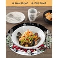 thumbnail image 3 of 15 Inch Round Placemats Set of 6, Christmas Truck Non Slip Heat Insulation PP Table Mats, Winter Snowflakes Xmas Tree Deer Black Washable Place Mats for Kitchen Dining Party Table Decor, 3 of 7