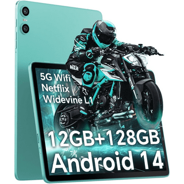ODEA Tablet 10.1 Inch Android 14, A10 Tablets 12GB RAM 128GB ROM(1TB Expand), Octa-Core, 6000mAh, Widevine L1, IPS Touch Screen, 5G WiFi, 5 2MP, GPS