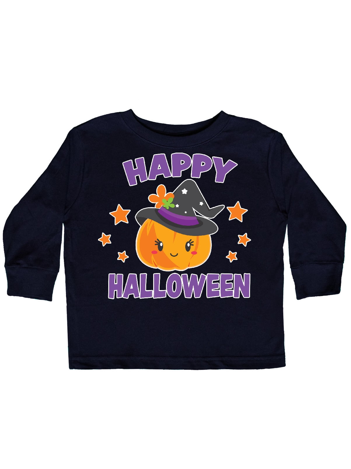 inktastic Happy Halloween Pumpkin with Witch Hat and Stars Toddler T-Shirt