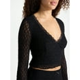 thumbnail image 3 of No Boundaries Lace Long Sleeve Crop Top and Midi Skirt Set, 2-Piece, Women’s, 3 of 4