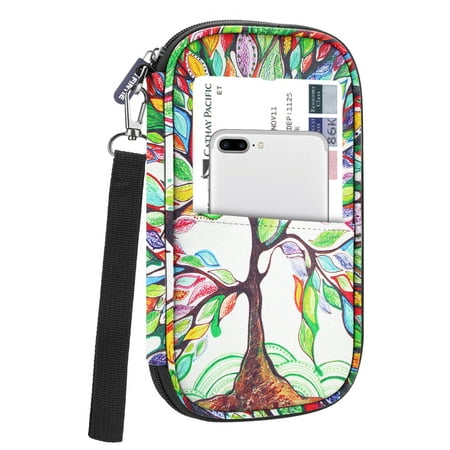 Travel Organizer Travel Wallet - Family Travel Wallet Passport Holder, Fintie RFID Blocking Document Organizer Bag Case w/ Hand Strap Love Tree