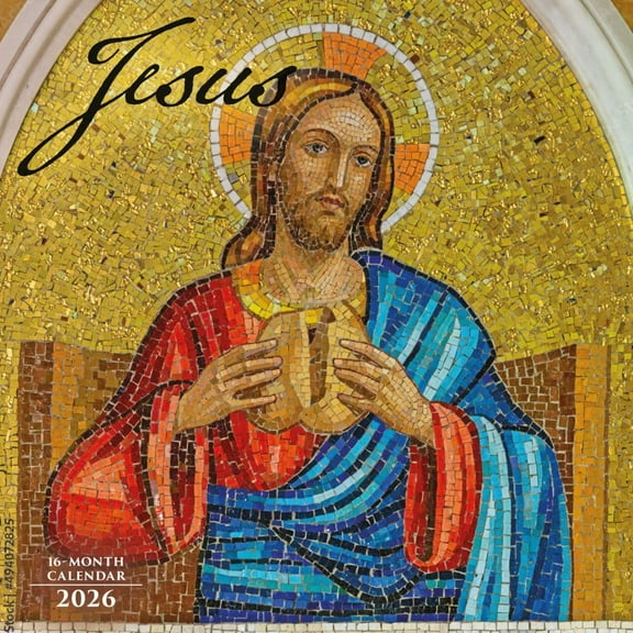 Carousel Calendars, Jesus 2026 Wall Calendar, 12'' X 12'', 16-Month Calendar with Stapled Binding
