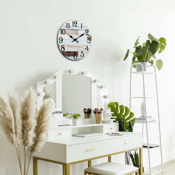 Reloj de pared de estilo para salón y dormitorio con pantalla de 24 horas. Reloj moderno para colgar en pared con diseño.