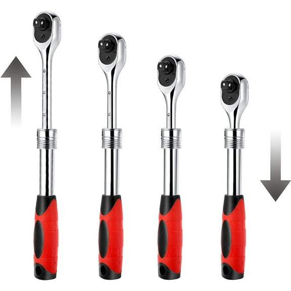 GHRTGR-Extendable Ratchet Torque Wrench - 3/8" Drive Ratchet Socket Wrench 72-Tooth Quick-Release Reversible Hand Tools
