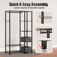 thumbnail image 3 of 76"H Freestanding Wire Garment Rack, Max Load 510LBS, 6 Tiers Adjustable Heavy Duty Clothes Rack with 2 Fabric Drawers, 44.8"x17"x76" Portable Clothing Storage Rack for Hanging Clothes, Black, 3 of 12