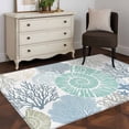 thumbnail image 4 of Ocean Conch Washable Area Rugs 2.7'x5', Coral Blue Abstract Art Texture Low Pile Throw Living Room Rug Non-Slip Sturdy Edge Binding Carpet for Indoor Entryway Bedside Kitchen, 4 of 9