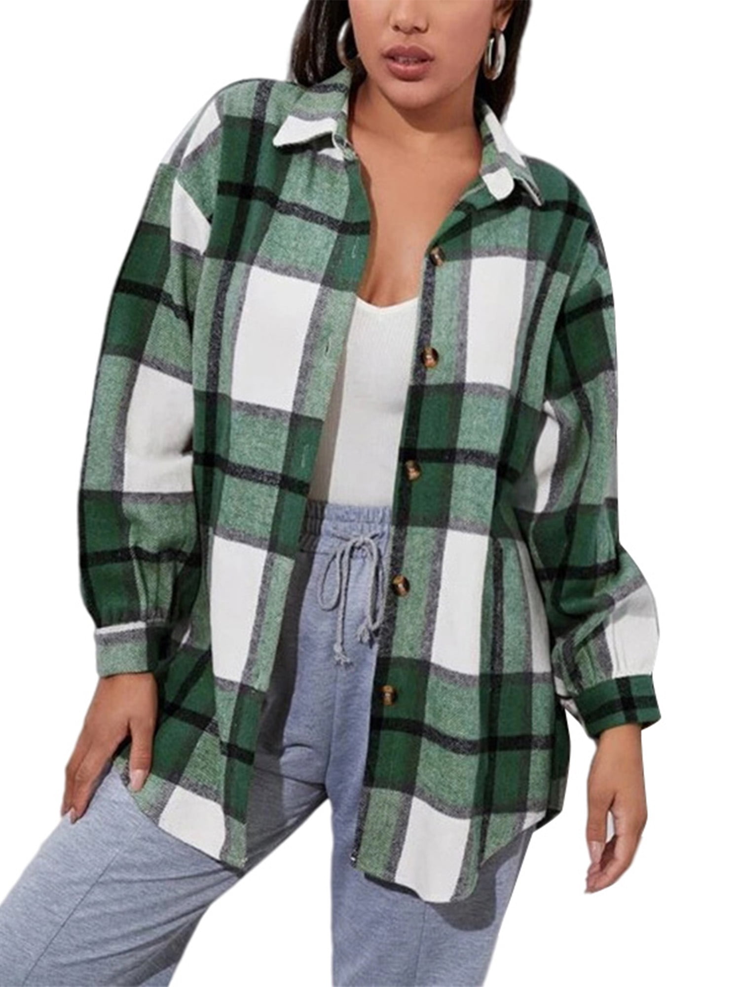 thick plaid button up