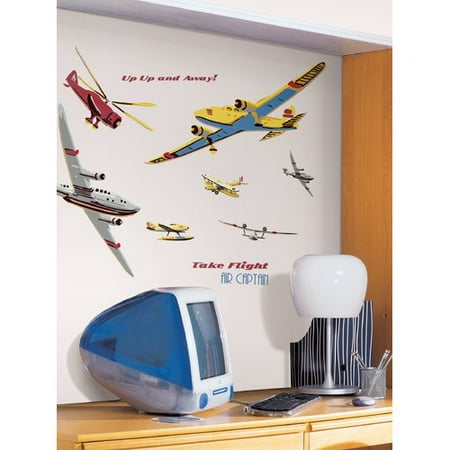 - Vintage Planes Take Flight Large Wall Accent Sticker Set