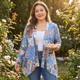 thumbnail image 2 of Agnes Orinda Women's Plus Size Cardigans Leopard Floral Printed Open Front Lightweight Jacket Fall Knit Cardigan 3X Blue, 2 of 8