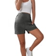 thumbnail image 4 of Juslio Ladies Adjustable Waist Maternity Yoga Shorts Dark Gray 2XL, 4 of 8