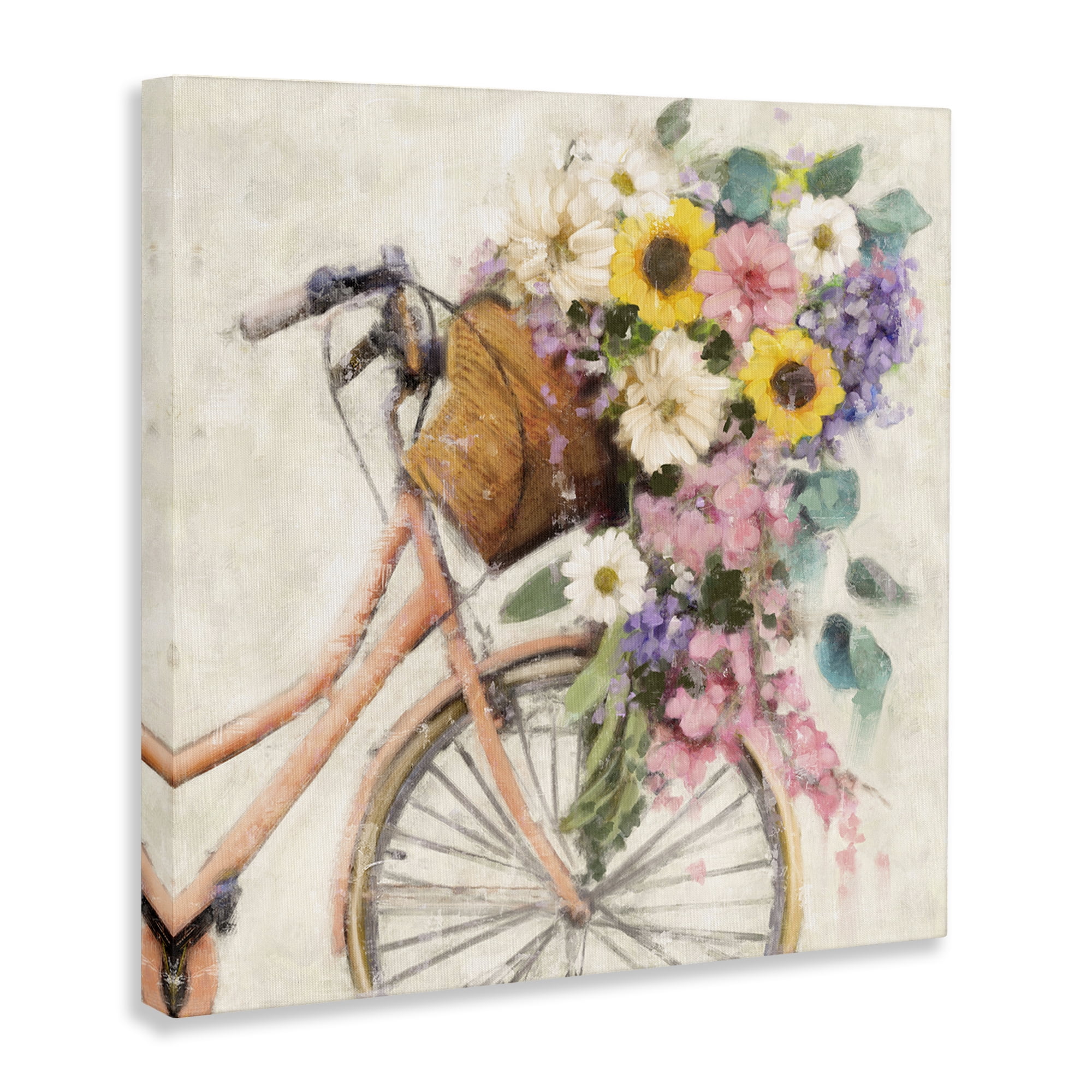 Stupell Industries Flower Swathed Bicycle Transportation Painting Wrapped Canvas Art Print Wall Art, 24 x 24