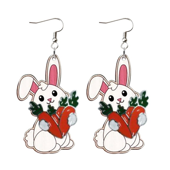 QIQUWOHUL Easter Bunny Carrot Earrings Acrylic Earrings Happy Spring Gnome Earrings