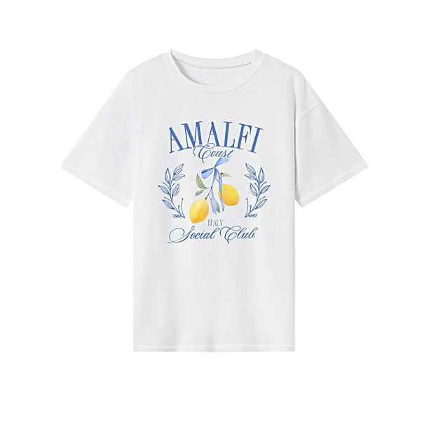 Camiseta de mujer de verano clásica con cuello redondo para desplazarse en la playa, caminar en la oficina