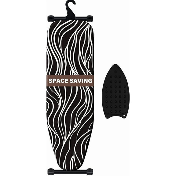 Foldable Ironing Board, Compact and Space Saver Iron Board, Full Size，Extra Thick Heavy Duty Padded Cover，Non Slip Feet, Heat Reflective Surface, Perfect for Quick Ironing Tasks