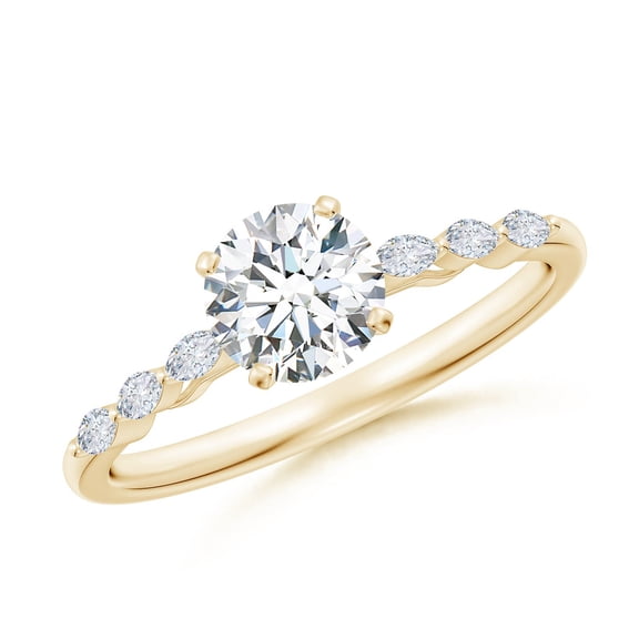 ANGARA Lab Grown Diamond Engagement Ring for Women in 14K Yellow Gold (Size-5.9mm| Color-F-G| Clarity-VS) | April Birthstone, Anniversary, Jewelry Gift for Women | Lab-Grown Diamond Ring