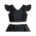 thumbnail image 4 of Robe Fille Noire Col en V Ruban Contraste de Couleur 6 Ans, 4 of 7