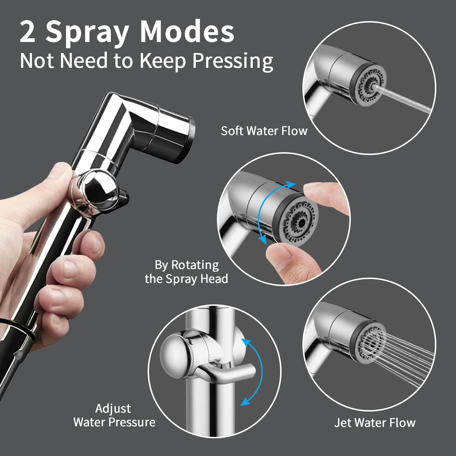 KAIYING Handheld Bidet Sprayer Chrome Finish Leak-Proof ABS