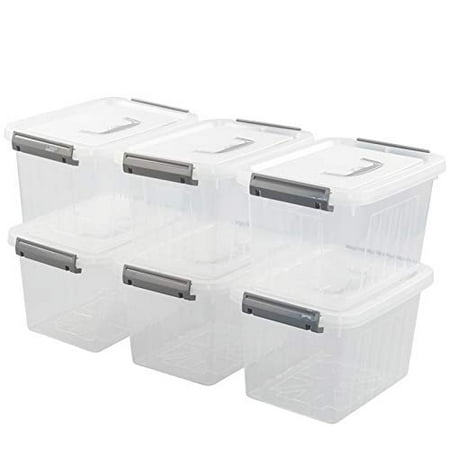 Waikhomes 4 Pack Large Plastic Storage Boxes, Large Lidded Storage Bins  with Wheels, 70 L