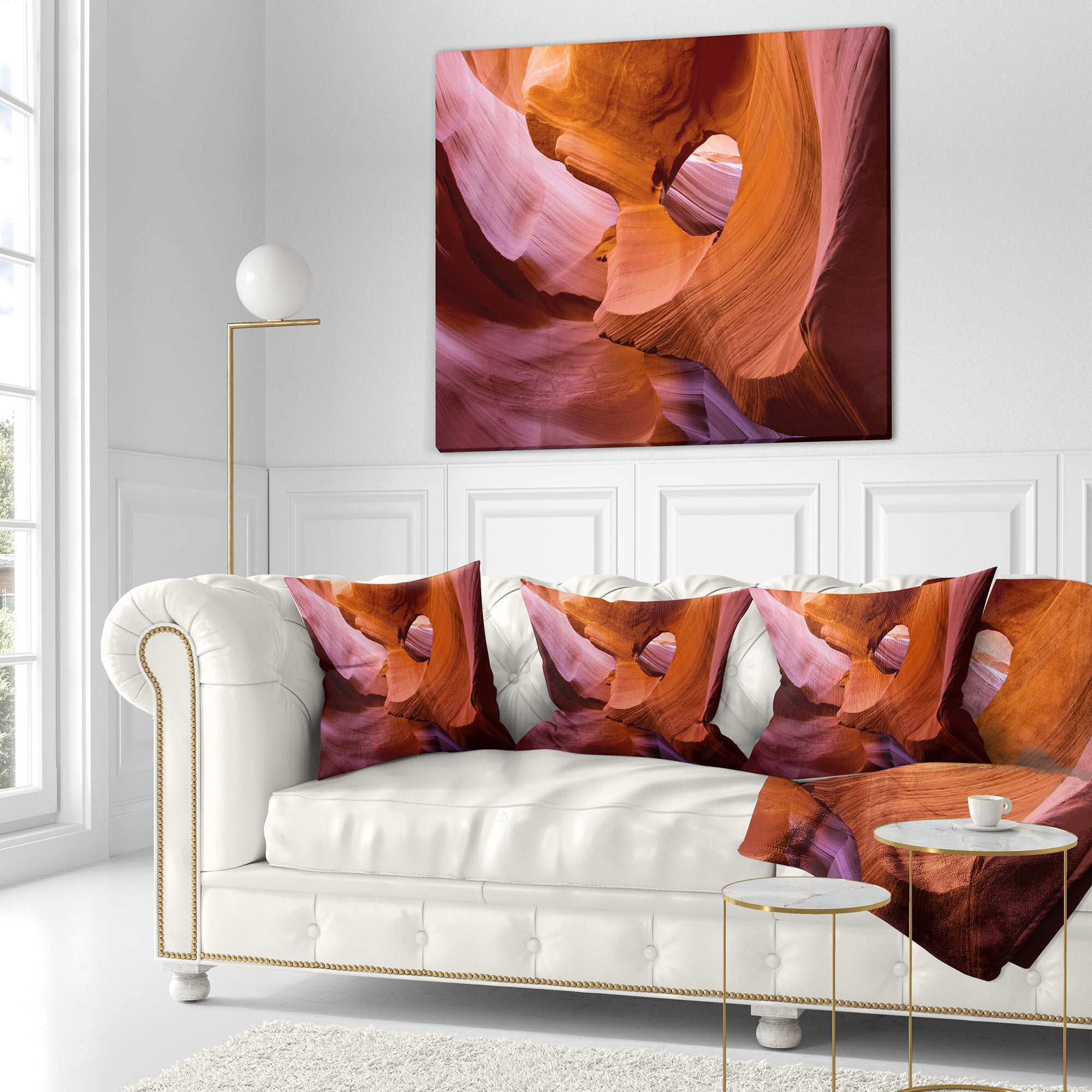 Designart Antelope Canyon Sandstone Waves - Landscape Photography Throw Pillow - 18x18