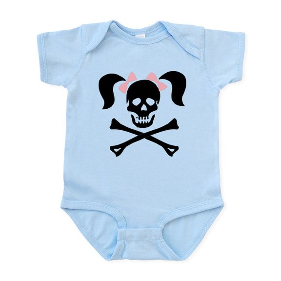 CafePress - Girl Skull With Pink Bow Infant Bodysuit - Baby Light Bodysuit, Size Newborn - 24 Months