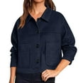 thumbnail image 3 of Delayuji Faux Suede Jacket For Women Lapel Casual Button Down Cropped Jacket Long Sleeve Outerwear Coats Work Clothes, 3 of 6