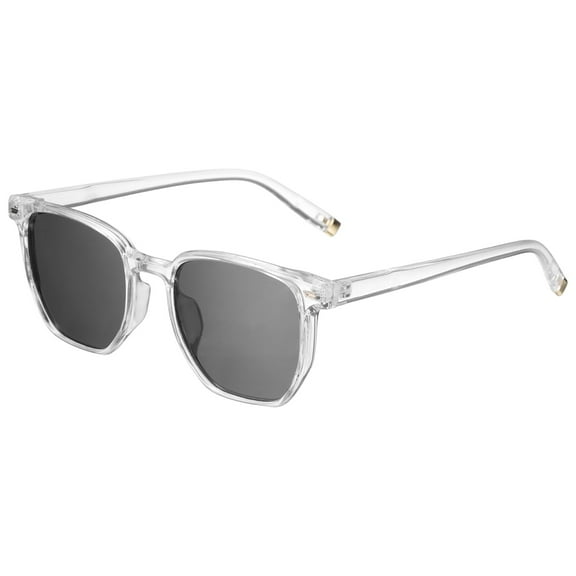 Sunglasses for Women Men, PC Square Sunglasses, Transparent & Gray