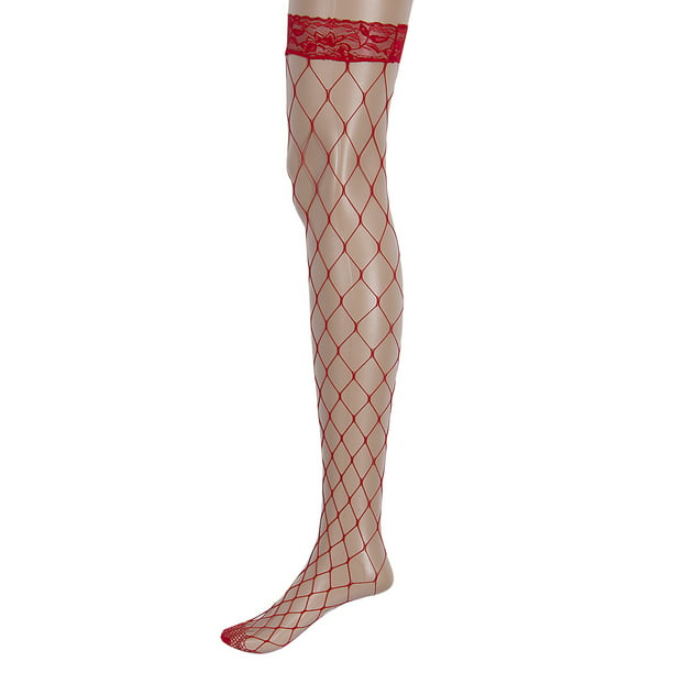Meihuida - Fishnet Women Lace Fit Non-Slip Mesh Thigh High Stockings ...
