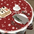 thumbnail image 5 of Red Christmas Round Table Cloth - Xmas Snowman Tablecloth 60 Inch Reindeer Tree Snowflake Happy New Years Table Covers for Kitchen Patio Outdoor Picnic Party, 5 of 8