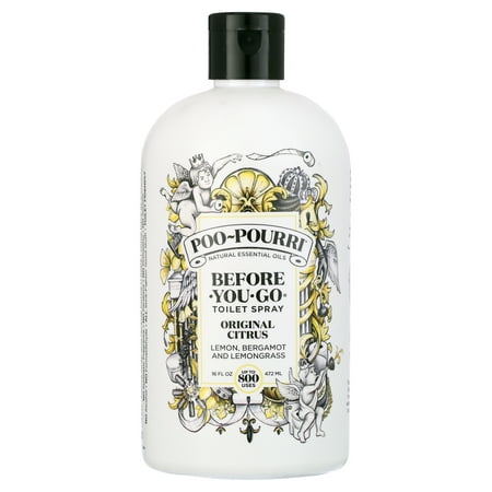 Poo-Pourri, Original Citrus, 16oz, Before-You-Go Toilet Spray, Lemon Bergamot and Lemongrass, Essential Oils, Natural, Non Aerosol (Bathroom odor eliminating Air Freshener)
