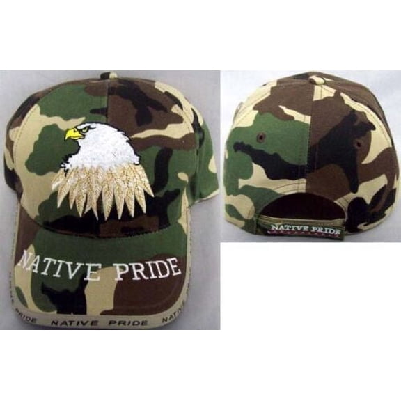 Eagle Native Pride Baseball Caps Embroidered Green Camo Color Uni-Sex Style -- FREE  USA Shipping-- (CapNp605)