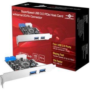 Vantec UGT-PC345 4-Port USB 3.0 PCIe with internal 20-Pin Host Card,