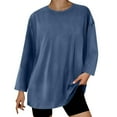 thumbnail image 2 of Ltctricy Oversized T Shirts for Women Long Sleeve Crew Neck Casual Workout Tunic Tops Loose Basic Tee Blouses(Dark Blue,X-Large), 2 of 6