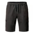 thumbnail image 1 of Pantalones cortos cargo para hombre, cintura elástica, corte holgado, bolsillos grandes, clásicos, informales, elásticos., 1 of 6