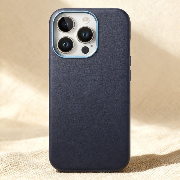 for iPhone 16 Pro Magnetic Case Support Wireless Charging, Slim Shockproof PU Leather Hybrid Cover, Military Grade Protection Drop Proof Tough Protective Case for iPhone 16 Pro, Darkblue