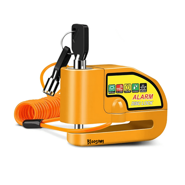 Cerradura De Disco Bloosom De Alarma Para Motocicleta Y Scooter Amarillo