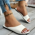 thumbnail image 4 of Viluyesy Women's Slides Sandals, Soft Leather Solid Color Open Toe Summer Casual Simple Flat Slippers White, 4 of 9