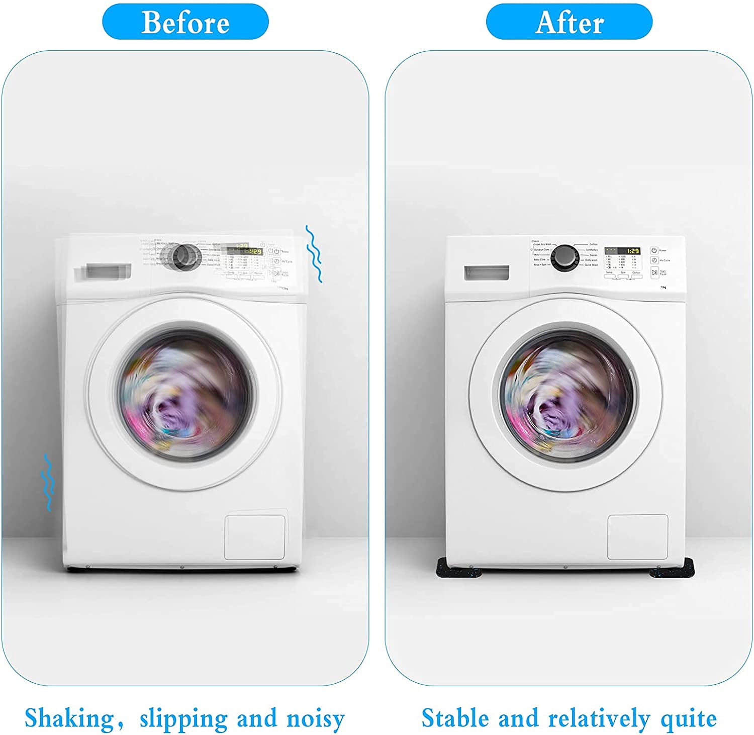 TuseyRxln 6Pcs Anti Vibration Washing Machine Mat, Anti Vibration Washing Machine Mat, 10 X 10 Cm Anti Vibration Washing Machine Rubber Pad For Treadmill, Tumble Dryer And Washing