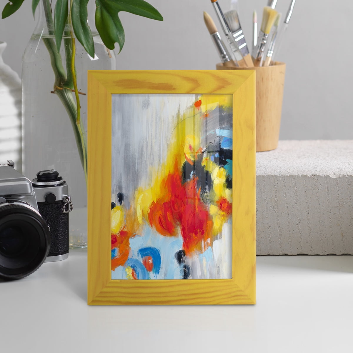 In the Loop I -Framed Print w/glass-Sunflower Yellow