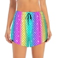 thumbnail image 3 of Uemuo Rainbow Scales2 Pattern Women's Athletic Shorts High Waisted Running Shorts with Liner Pockets Gym Elastic Workout Shorts-Medium, 3 of 9